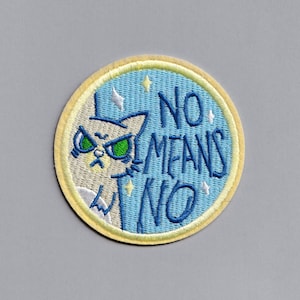 Embroidered No Means No Patch Feminist Womens Rights Applique Patch