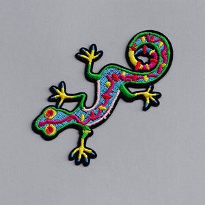 Embroidered Gecko Lizard Patch Iron On Applique Badge Reptile Gecko Gift