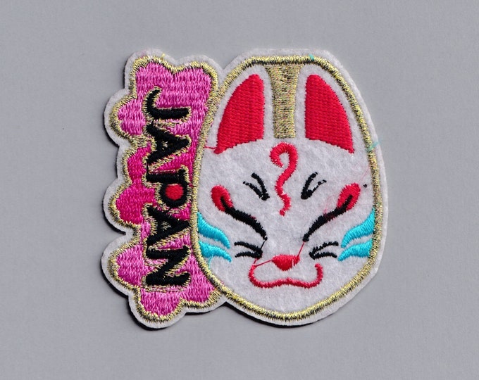 Japan Kitsune Mask Patch Applique Embroidered Iron-on Japan Fox Mask Travel Patch Backpacking Tokyo