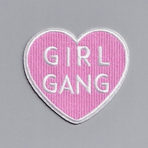 Różowa dziewczyna z sercem Gang żelazko na łacie Feminizm Feminizm Prawa kobiet Łatka aplikacja odznaka
