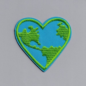 Love Planet Earth Patch Iron On Embroidered Environmental Activist Sustainability Applique