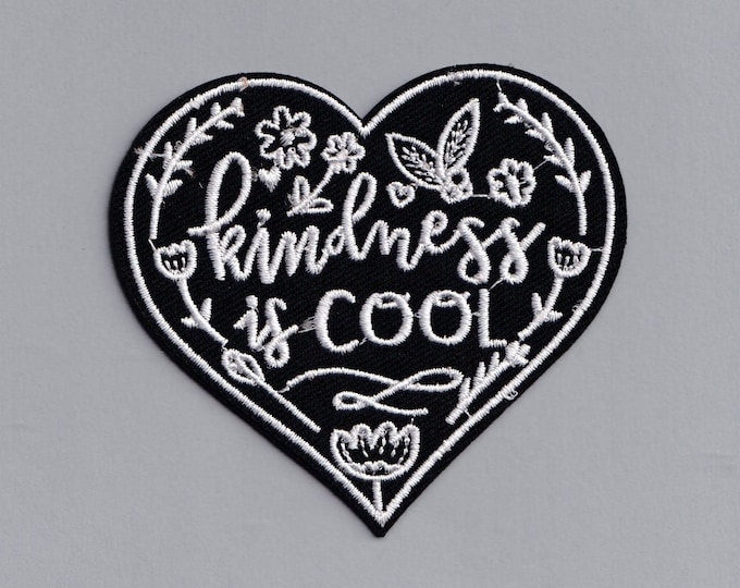 Iron-on Embroidered Kindness Is Cool Heart Patch Applique Positive Message Patch