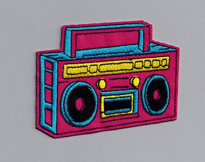 Colourful Retro Colourful Boombox Stereo Patch Iron on Embroidered Applique Music