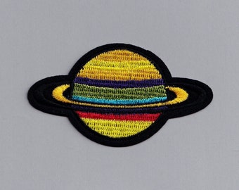 Embroidered Iron-on Ringed Planet Patch Saturn Space Galaxy Applique