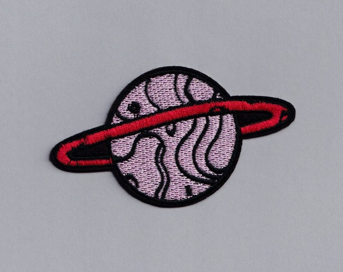 Pink Ringed Planet Patch Embroidered Iron-on Saturn Planet Kids Space Patches