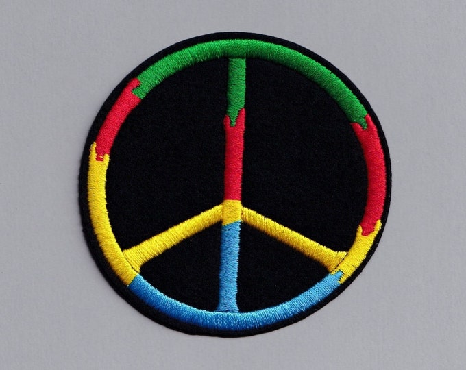 Iron-On Embroidered Peace Sign Patch Hippy Symbol Applique
