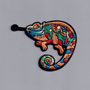 Colourful Chameleon Patch Iron on Embroidered Lizard Patch Applique