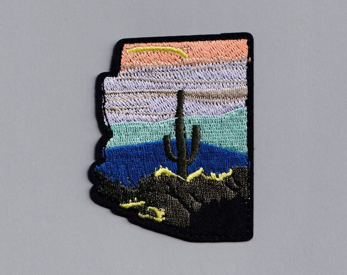Iron-on Arizona State Map Patch Embroidered USA Travel Patch