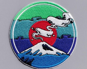 Large Mount Fuji Red Sun Japan Patch Embroidered Iron-on Japan Travel Applique Patches