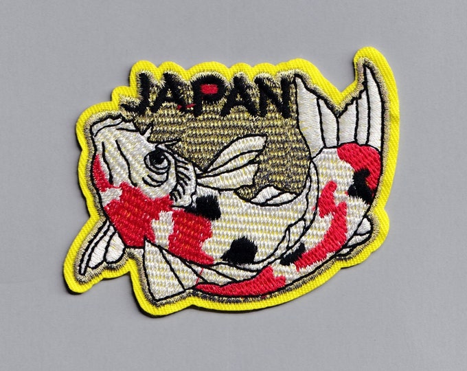 Embroidered Iron-on Japan Travel Patch Applique Koi Carp Backpacking Patch