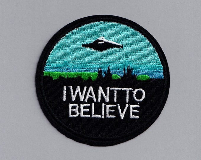 UFO 'I Want To Believe' Patch Iron On Embroidered Applique For Clothing Alien UFO Gift
