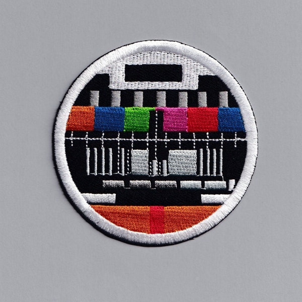 Embroidered TV Test Card Patch Iron On Applique Technical Difficulties Retro Patch Badge