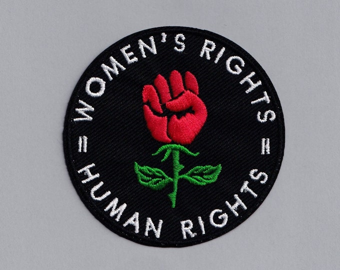 Embroidered Iron-On 'Womens Rights Are Human Rights' Patch Feminist Gender Equality Applique Patch