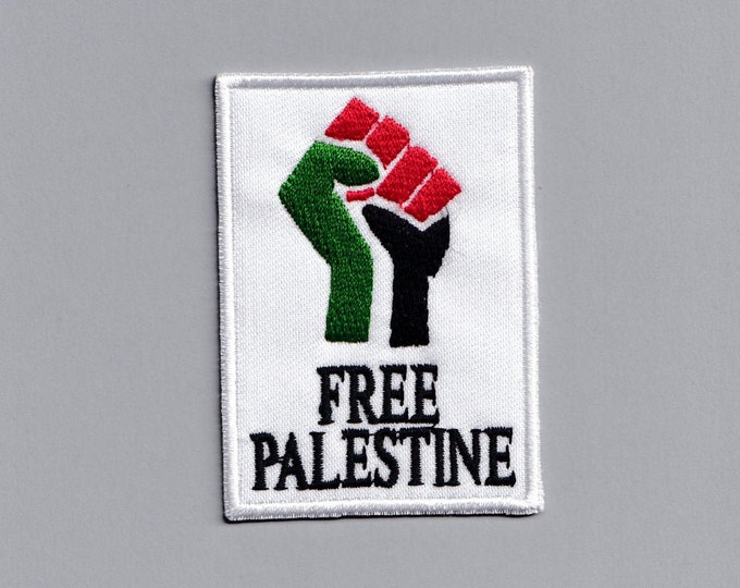 Rectangle Free Palestine Embroidered Patch Iron On Raised First Palestine Applique Patch Gaza