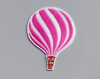 Pink Hot Air Balloon Patch Applique Embroidered Iron on or Sew on Patch