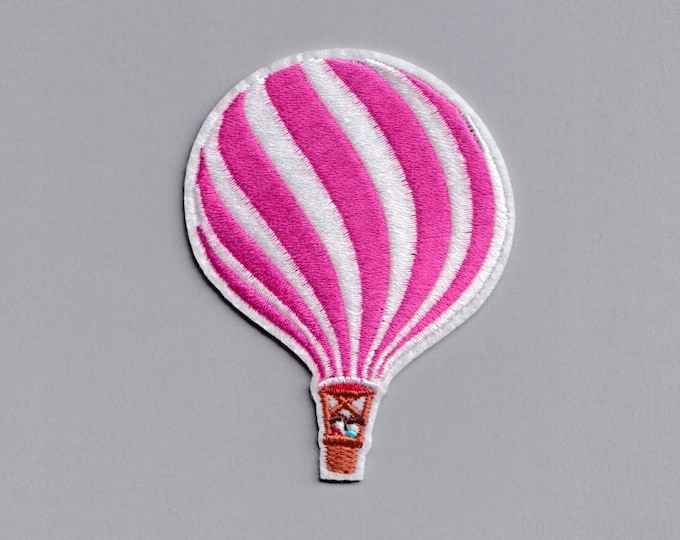 Pink Hot Air Balloon Patch Applique Embroidered Iron on or Sew on Patch