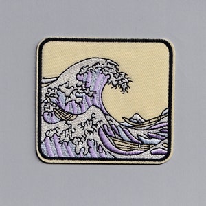 The Great Wave off Kanagawa Hokusai Patch Iron On Embroidered Japanese Art Ukiyo-e Applique Patch