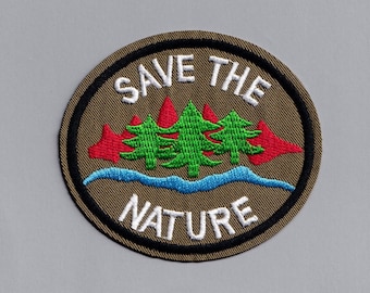 Embroidered Iron-on Save The Nature Patch Environmentalist Activist Patch Applique