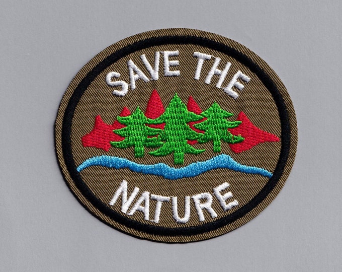 Embroidered Iron-on Save The Nature Patch Environmentalist Activist Patch Applique