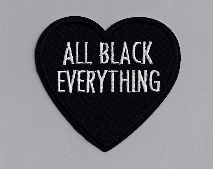 Embroidered All Black Everything Heart Patch Black Lives Matter BLM Iron On Applique