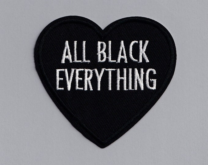 Embroidered All Black Everything Heart Patch Black Lives Matter BLM Iron On Applique