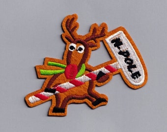 Embroidered Iron-on Rudolph The Reindeer Patch Applique Christmas Xmas Patches North Pole