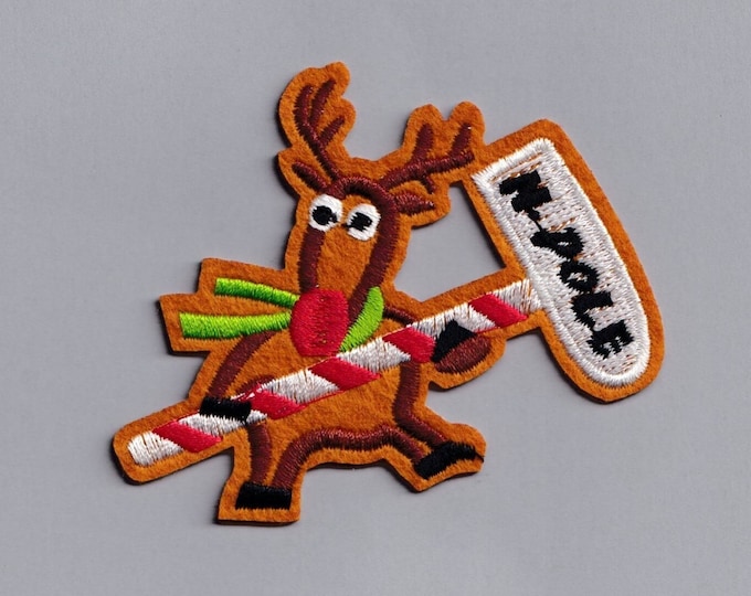 Embroidered Iron-on Rudolph The Reindeer Patch Applique Christmas Xmas Patches North Pole
