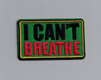 Embroidered Green I Can't Breathe Patch Iron-On Black Lives Matter BLM Applique Patch