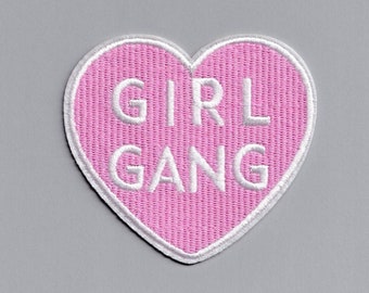 Pink Heart Girl Gang Iron On Patch Feminist Feminism Women's Rights Patch Applique Badge