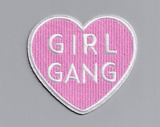 Pink Heart Girl Gang Iron On Patch Feminist Feminism Women's Rights Patch Applique Badge