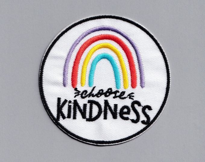 Embroidered Iron-on Choose Kindness Rainbow Patch Applique Positive Message Kids Patches