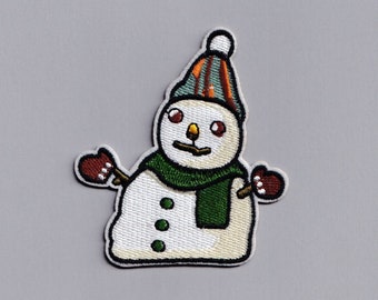Cute Snowman Patch Applique Iron-on Embroidered Snowman Christmas Xmas Patches