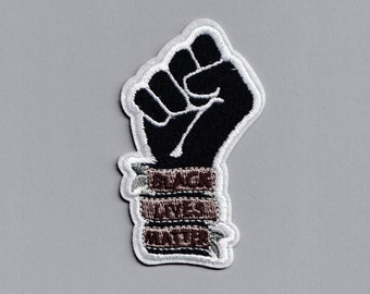 Black Lives Matter Iron On Patch Raised Fist Embroidered Applique BLM