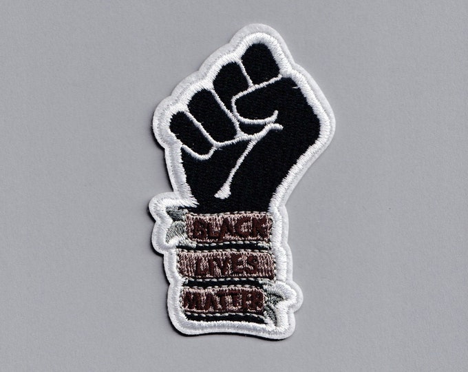 Black Lives Matter Iron On Patch Raised Fist Embroidered Applique BLM
