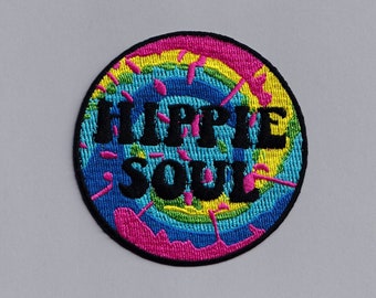 Colourful Embroidered Hippie Soul Patch Iron-on Hippy Patch Applique