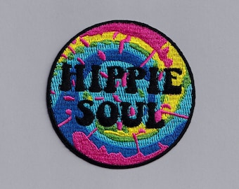 Colourful Embroidered Hippie Soul Patch Iron-on Hippy Patch Applique