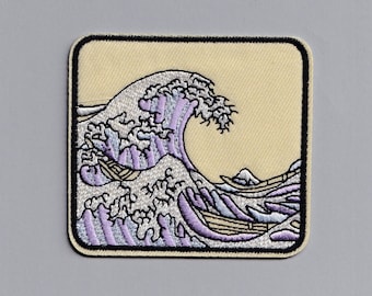 The Great Wave off Kanagawa Hokusai Patch Iron On Embroidered Japanese Art Ukiyo-e Applique Patch