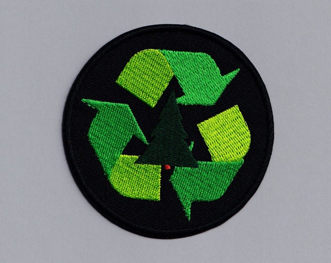 Embroidered Recycling Symbol Patch Iron on Environmentalism Patch Applique Reduce Reuse Recycle
