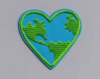 Love Planet Earth Patch Iron On Embroidered Environmental Activist Sustainability Applique