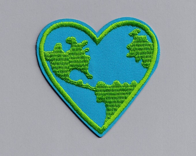 Love Planet Earth Patch Iron On Embroidered Environmental Activist Sustainability Applique
