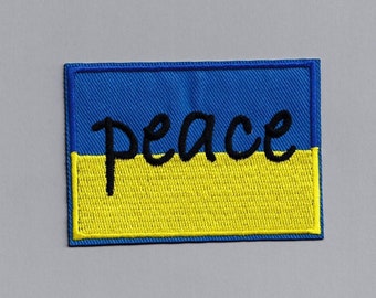 Iron on Ukraine Flag 'Peace' Patch Applique Iron on Ukraine War Solidarity Patch