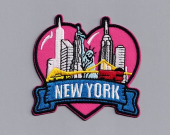 Embroidered Iron-on New York City Heart Patch Travel Backpacking NY Patch