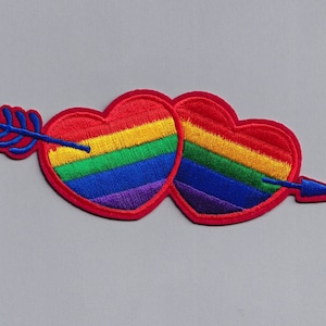 Embroidered Iron-on LGBTQ Gay Pride Arrow Patch Applique Rainbow Flag Cupid Love