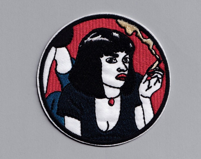 Embroidered Mia Wallace Pulp Fiction Iron on Patch Quentin Tarantino Movie Cult Film Patch Applique
