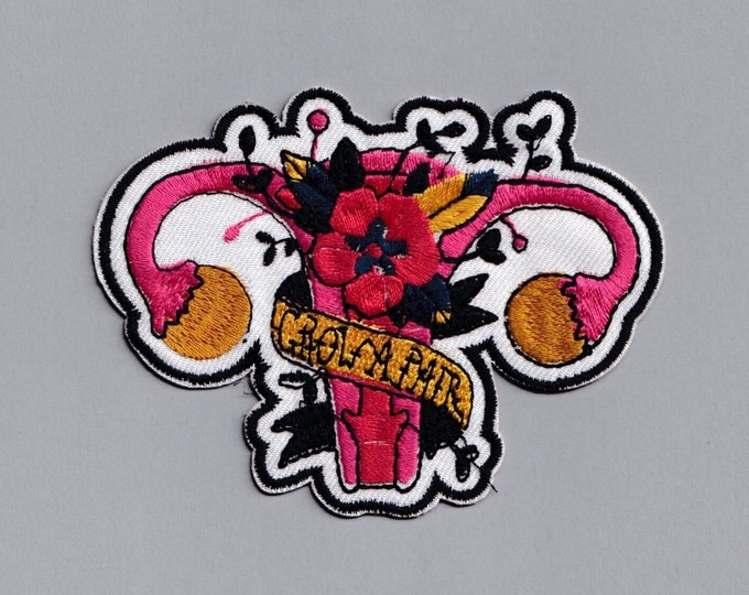 Embroidered Iron-on Grow A Pair Uterus Patch Applique Feminist Feminism Patch