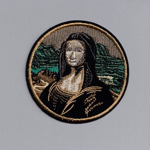 Embroidered Mona Lisa Patch Iron On Fine Art Gift Leonardo da Vinci Applique Badge Patch