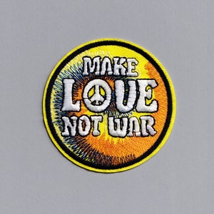 Parche hippie Make Love Not War, parche de los años sesenta con apliques de paz, bordado para planchar