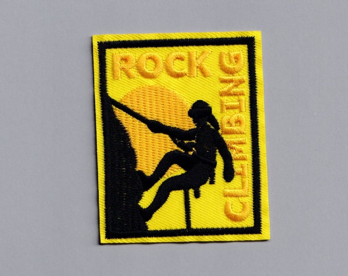 Embroidered Iron-on Rock Climbing Patch Applique Mountain Climbing Abseiling Patch