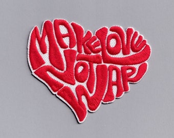 Make Love Not War Heart Patch Hippy Applique Patches Anti-War