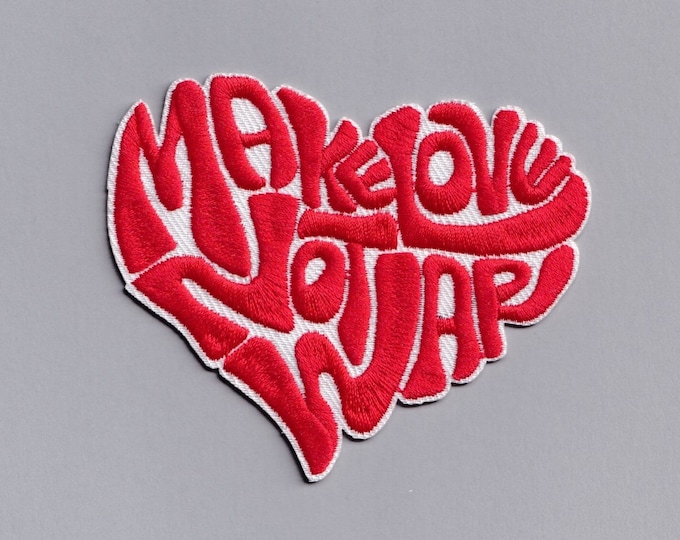 Make Love Not War Heart Patch Hippy Applique Patches Anti-War